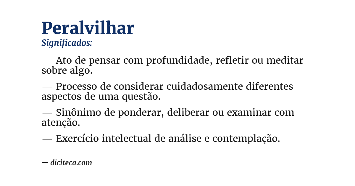 Significado de peralvilhar