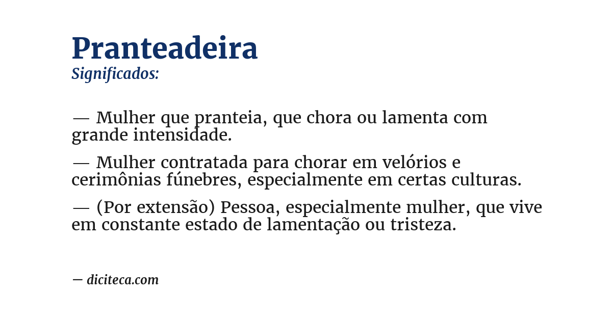 Significado de pranteadeira