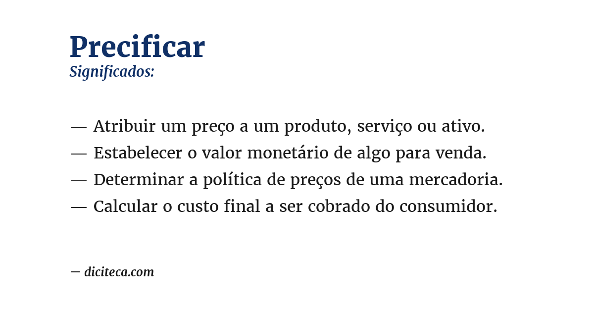 Significado de precificar