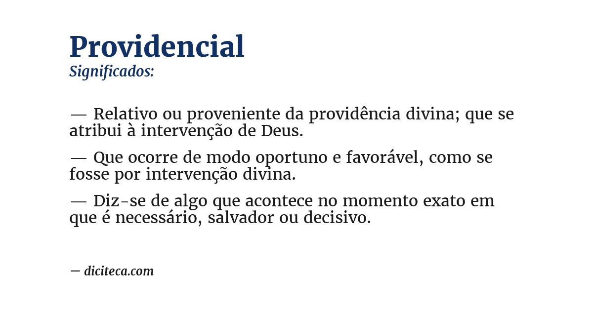 Significado de providencial