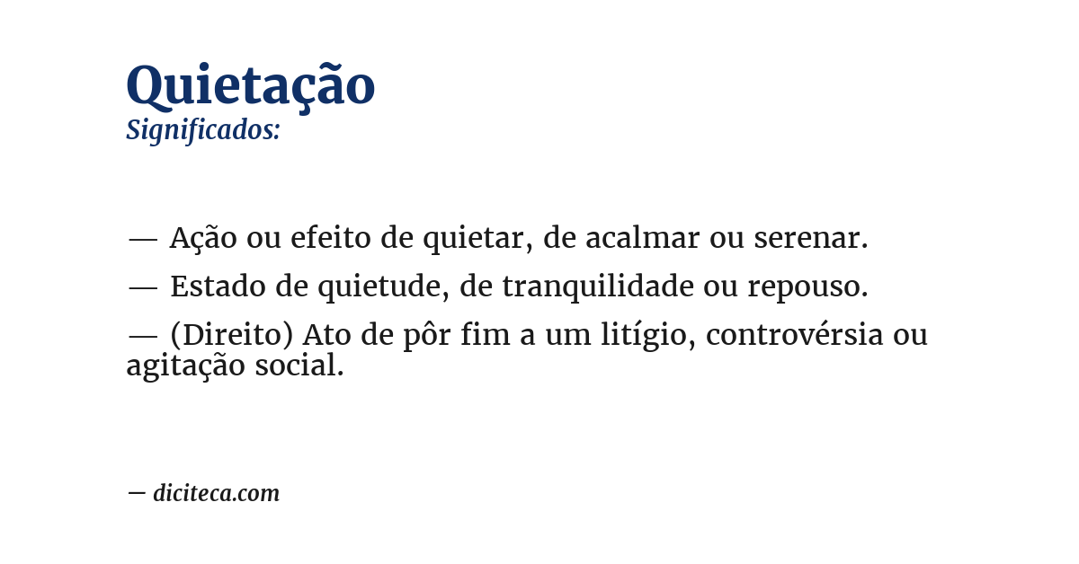 Significado de quietação