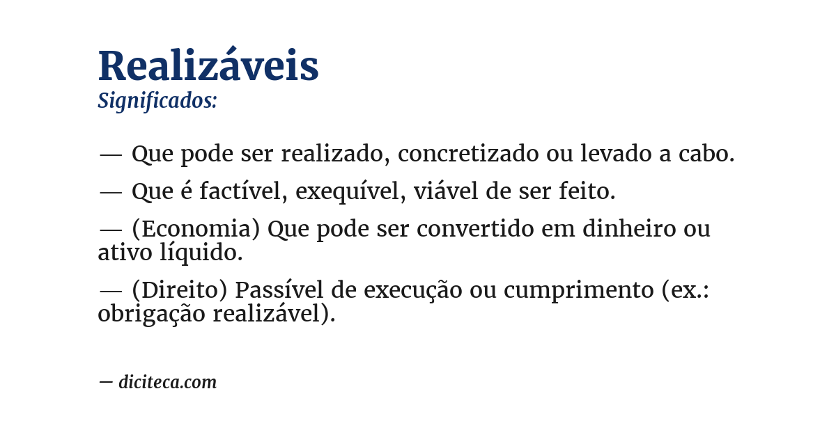 Significado de realizáveis