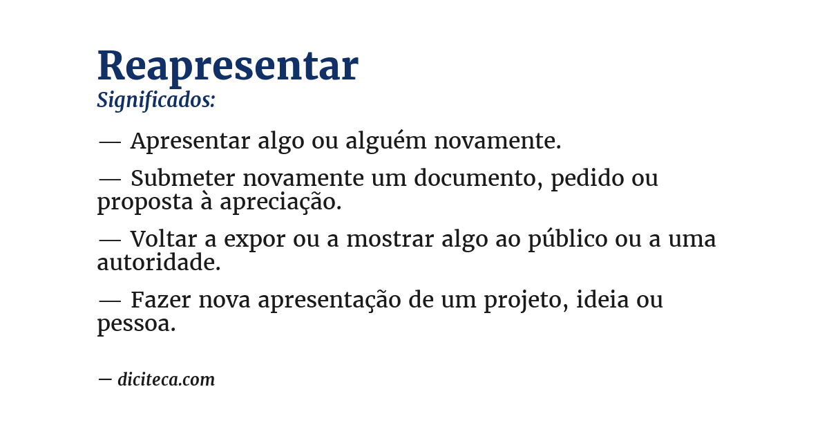 Significado de reapresentar