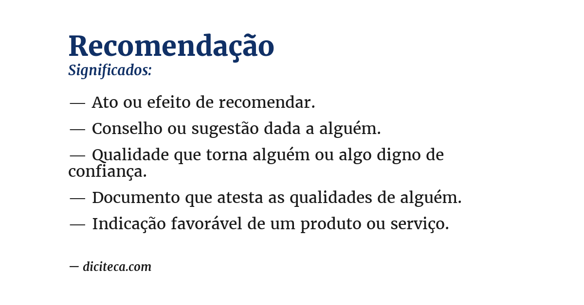 Significado de recomendação