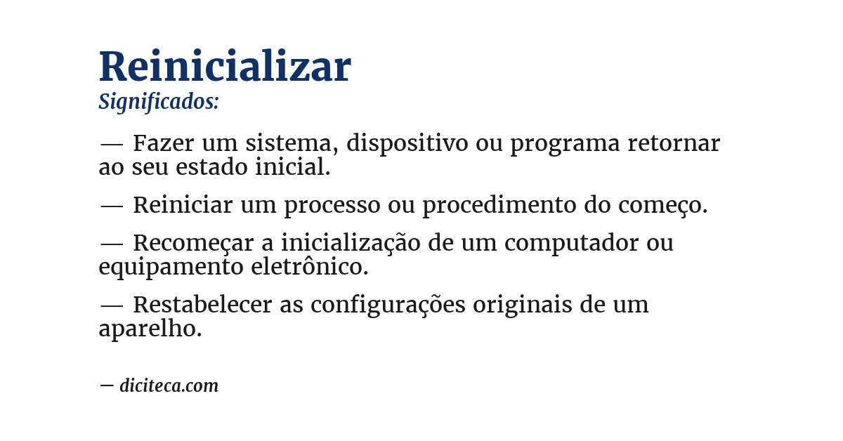 Significado de reinicializar
