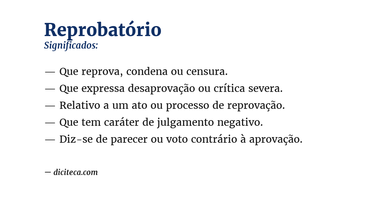 Significado de reprobatório