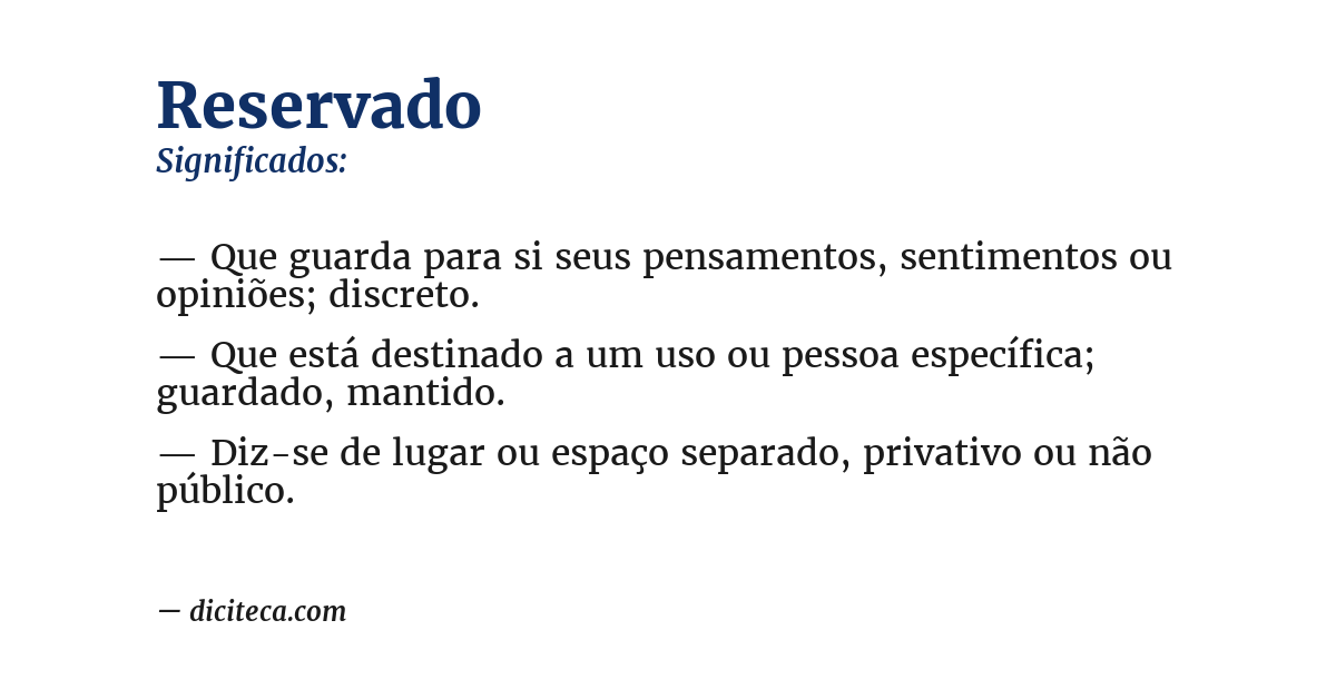 Significado de reservado