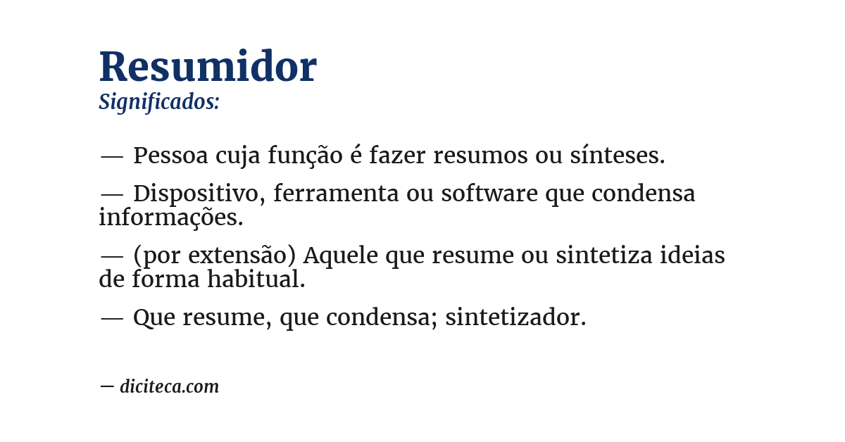 Significado de resumidor