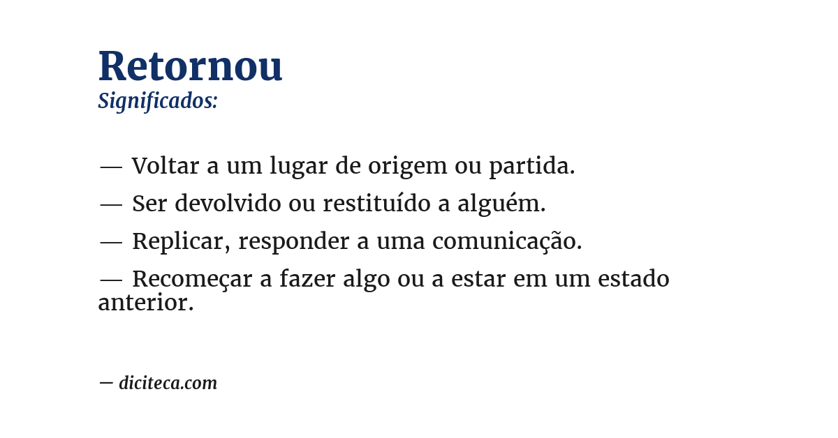 Significado de retornou
