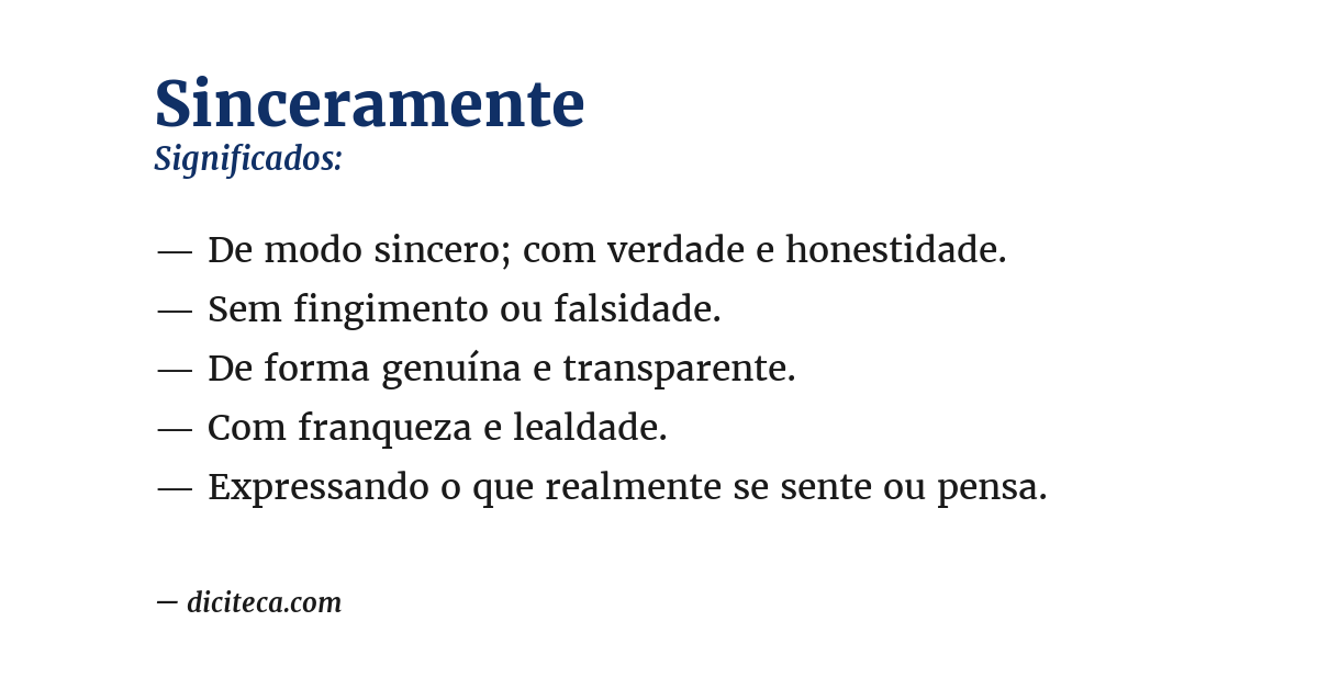 Significado de sinceramente