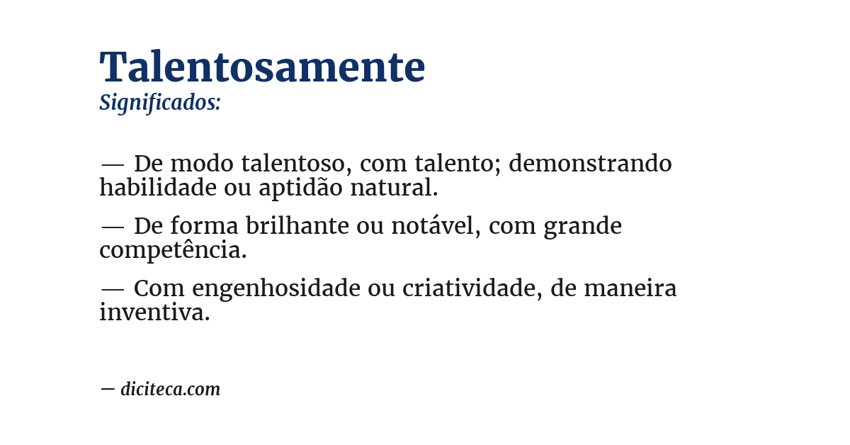 Significado de talentosamente