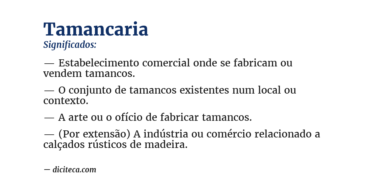 Significado de tamancaria