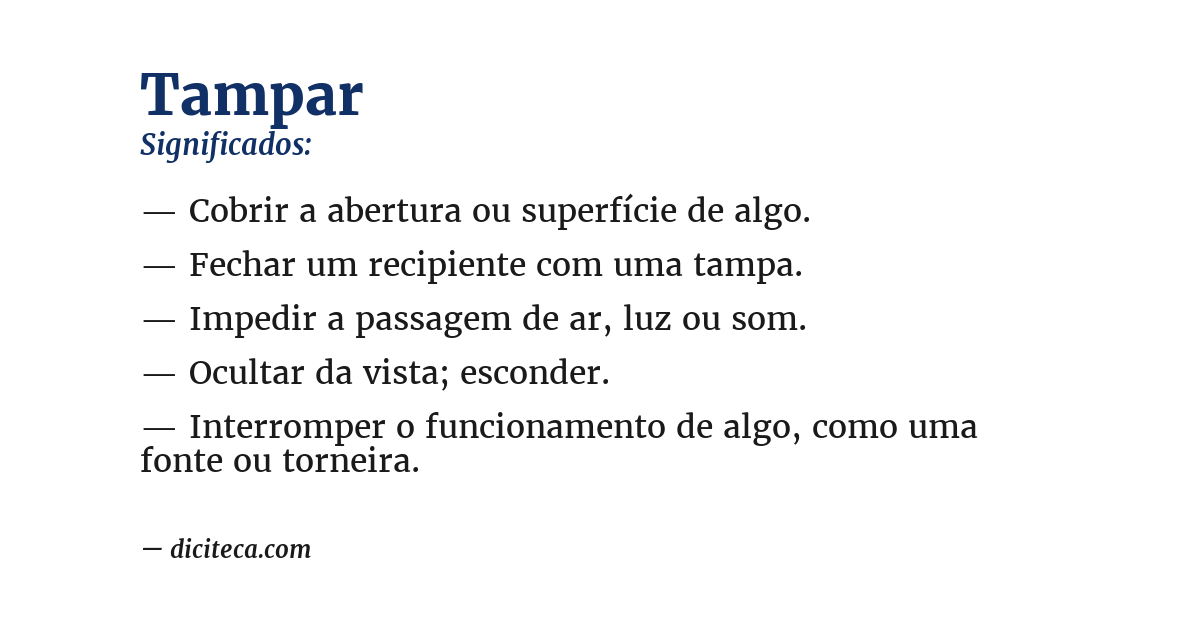 Significado de tampar