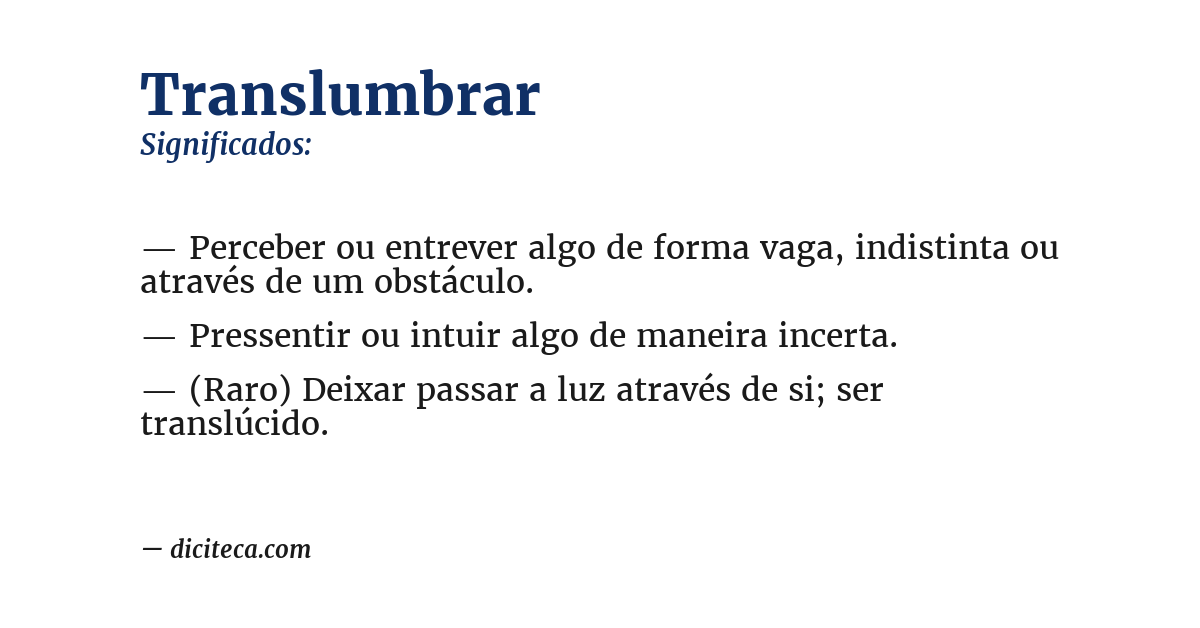 Significado de translumbrar