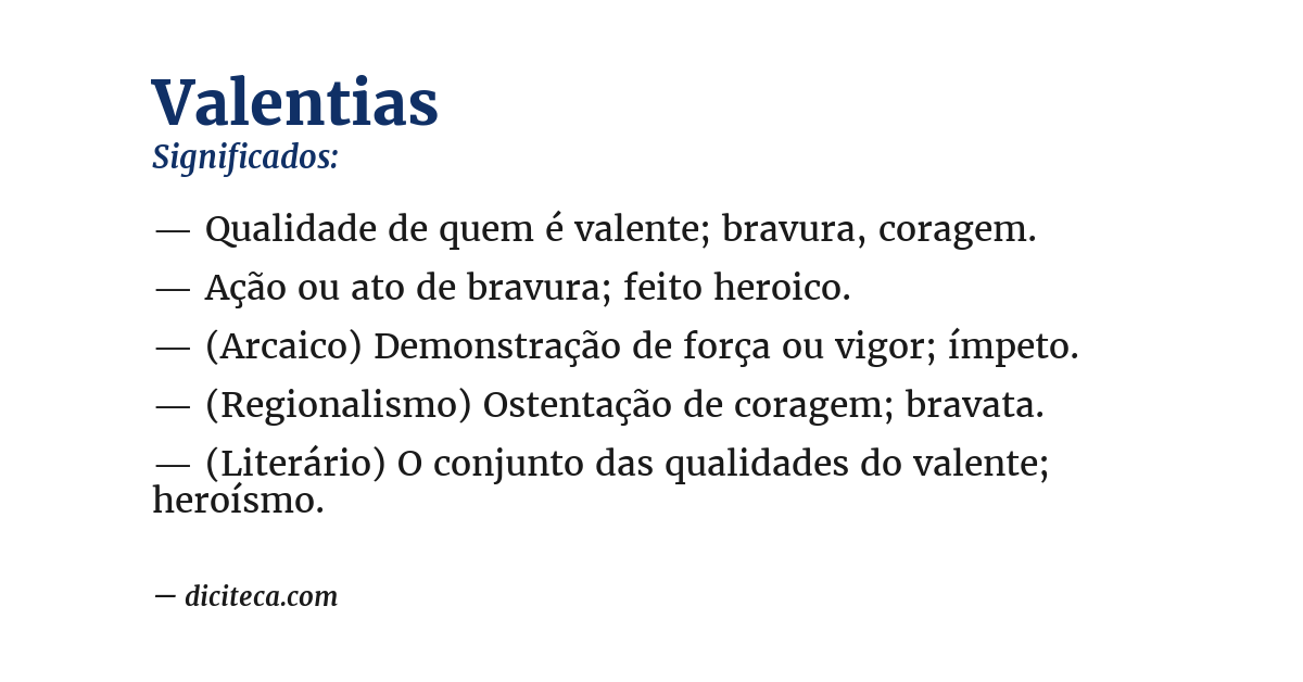 Significado de valentias
