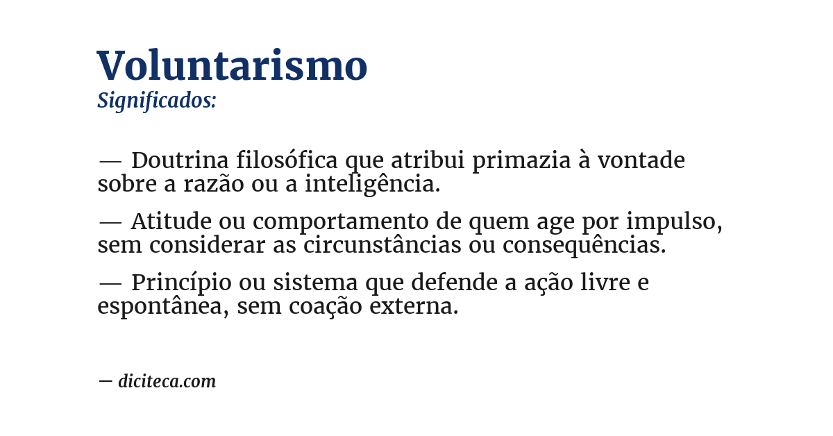 Significado de voluntarismo