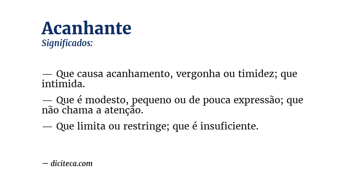 Significado de acanhante