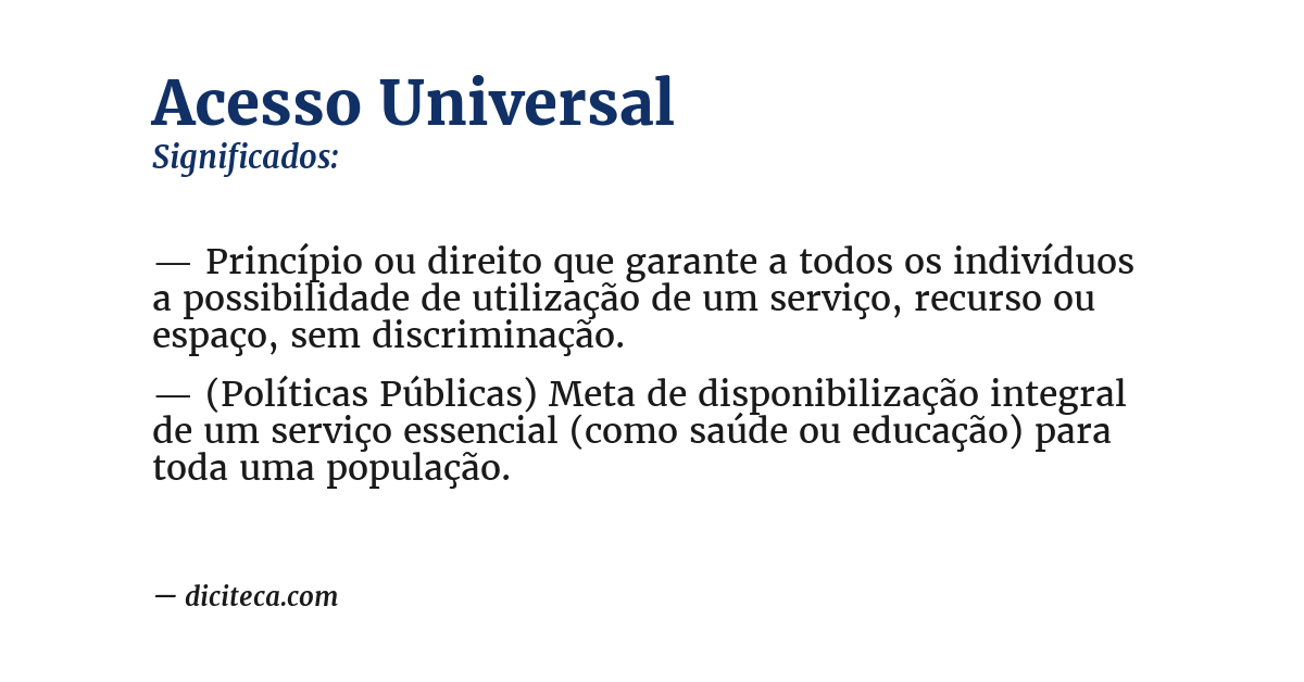 Significado de acesso universal