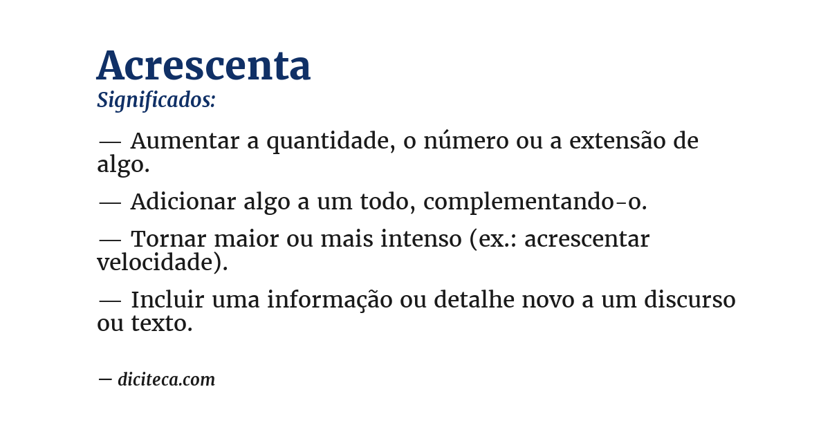 Significado de acrescenta