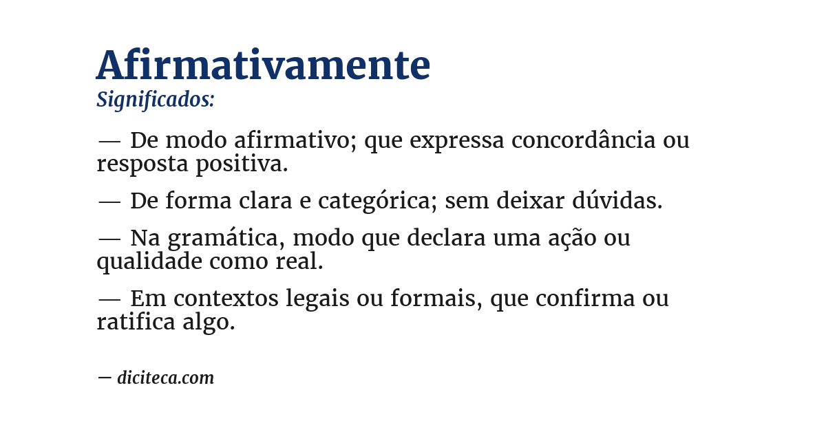 Significado de afirmativamente