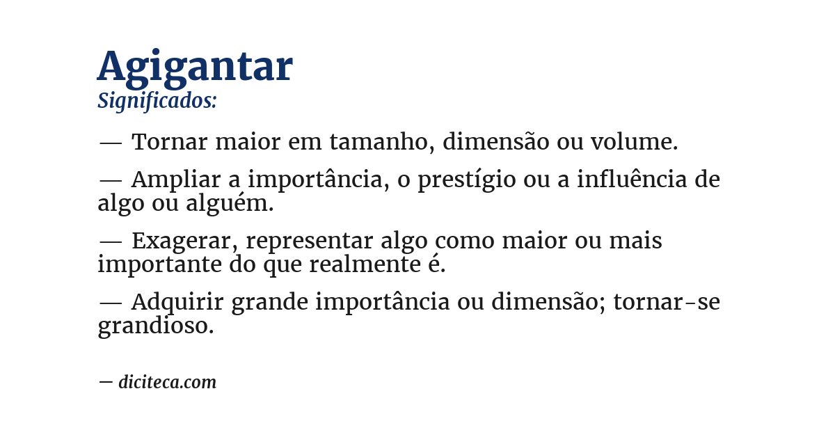 Significado de agigantar