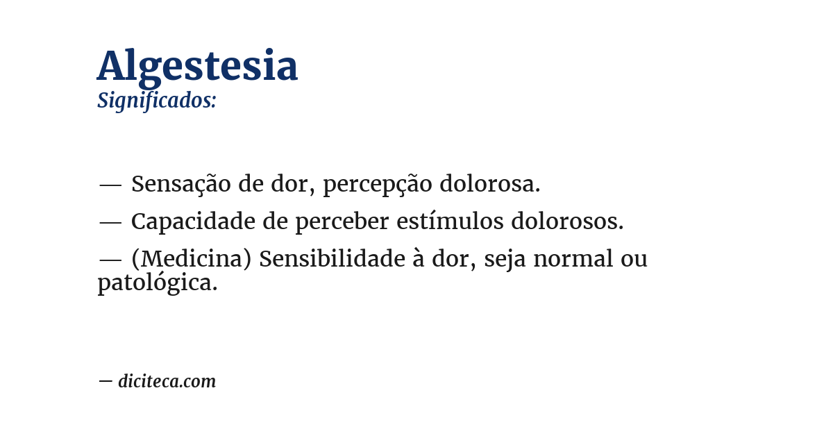 Significado de algestesia