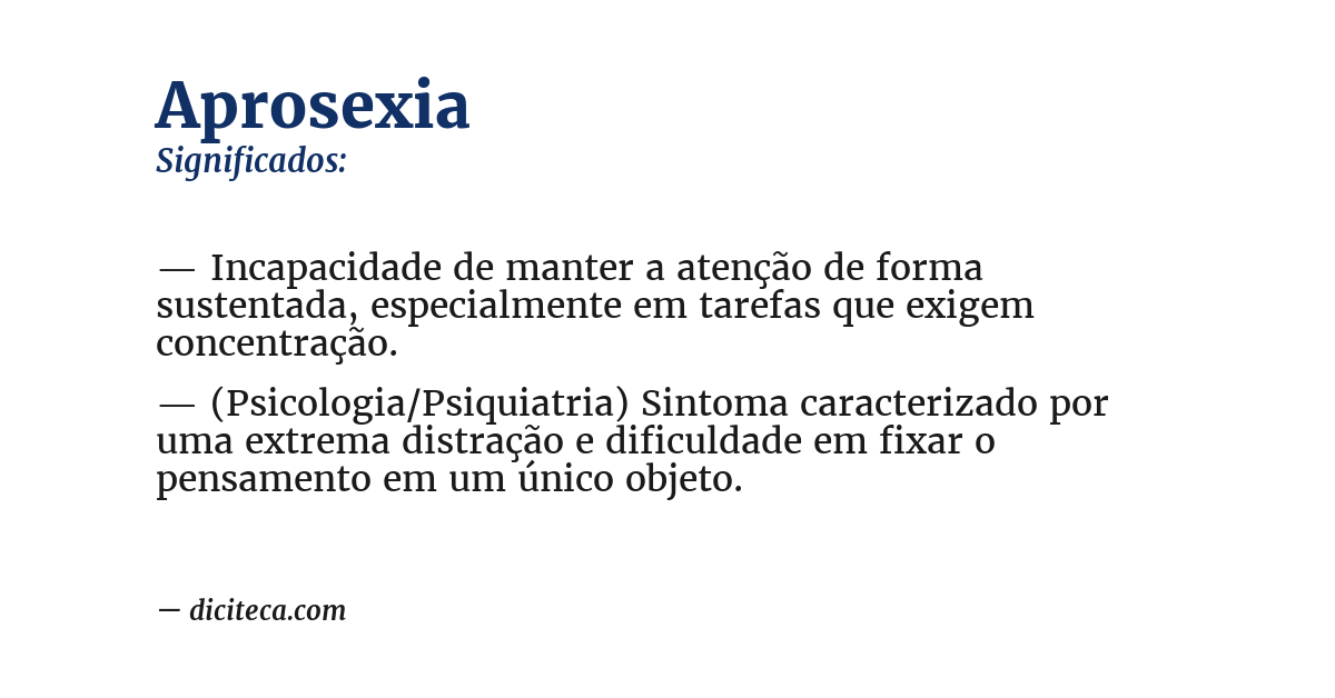 Significado de aprosexia