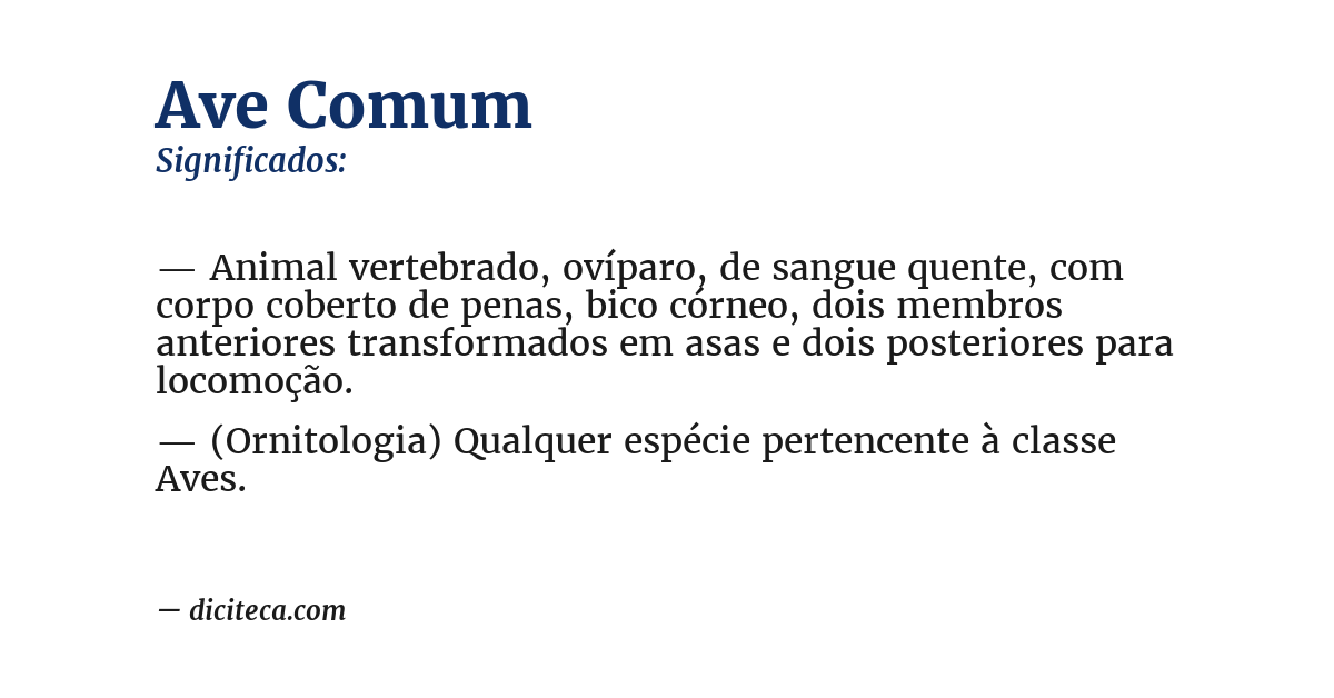 Significado de ave comum
