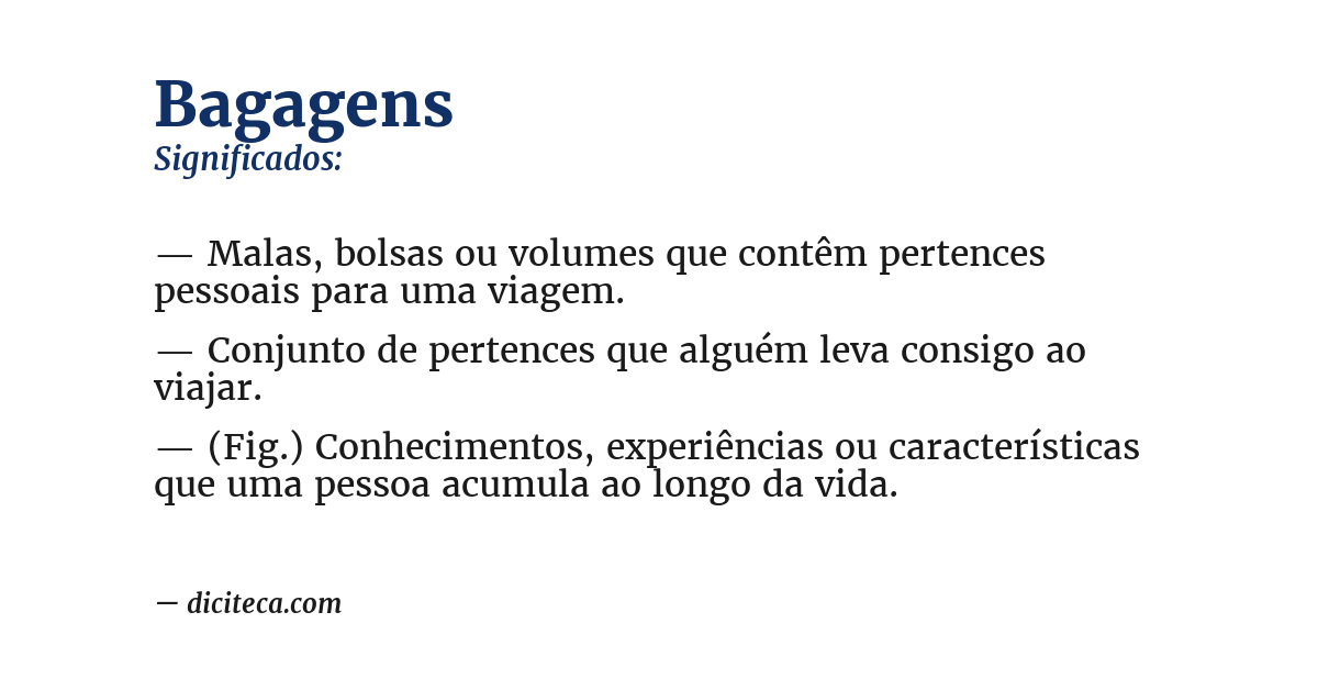 Significado de bagagens