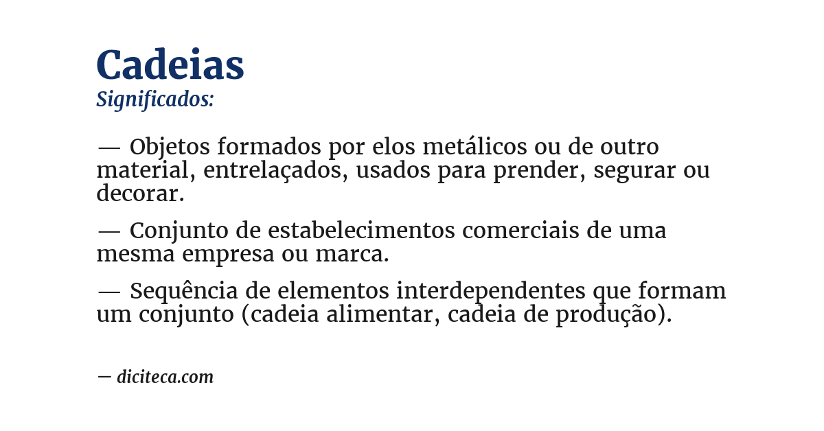 Significado de cadeias