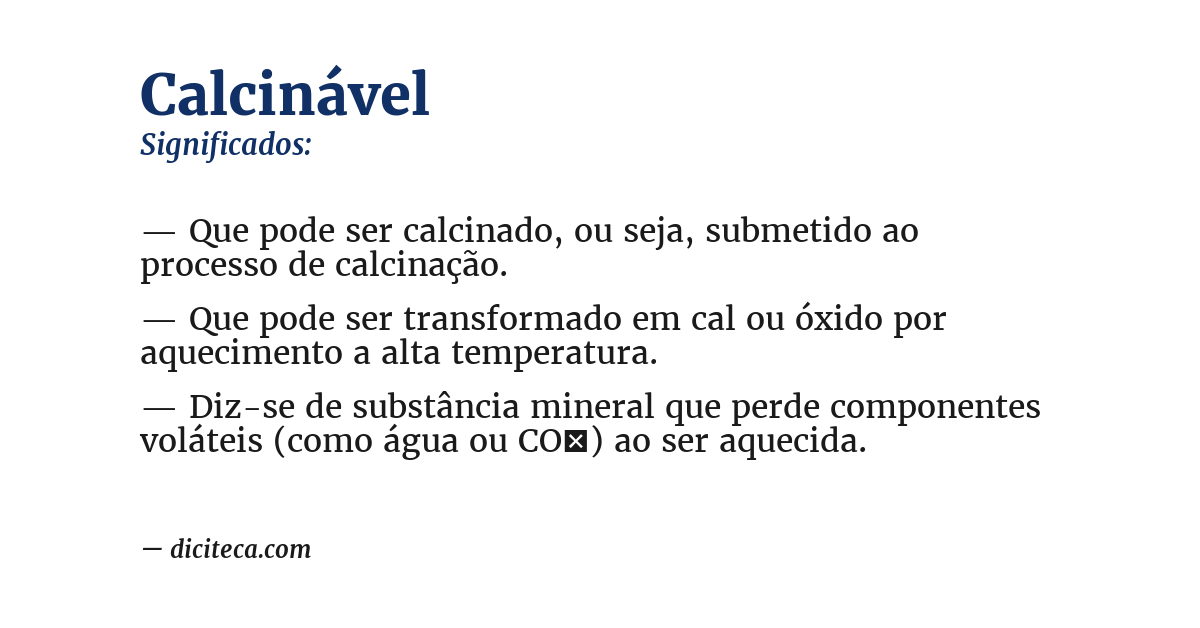 Significado de calcinável