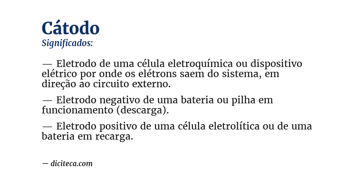 Significado de cátodo
