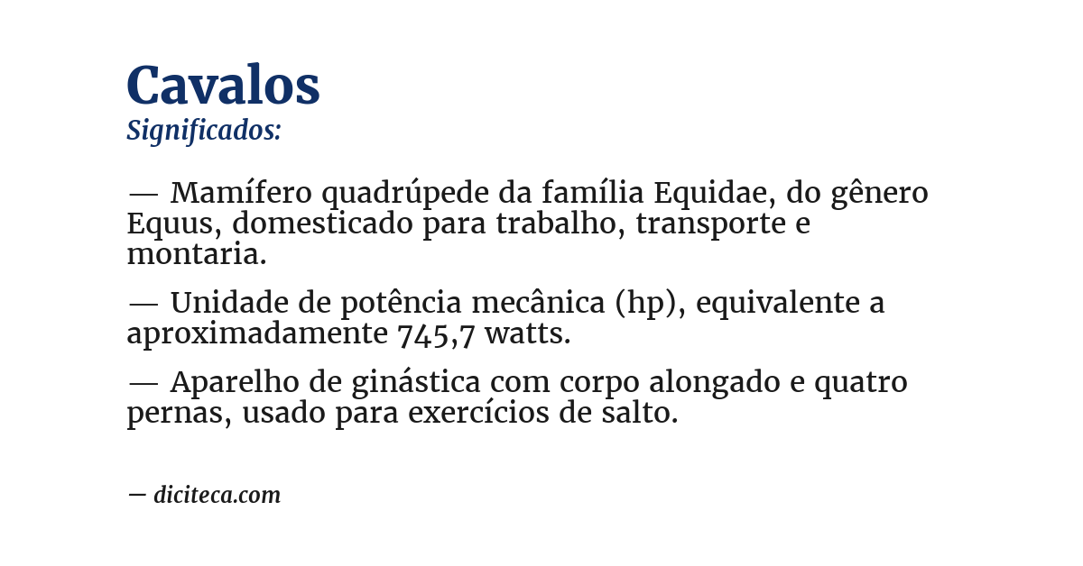 Significado de cavalos