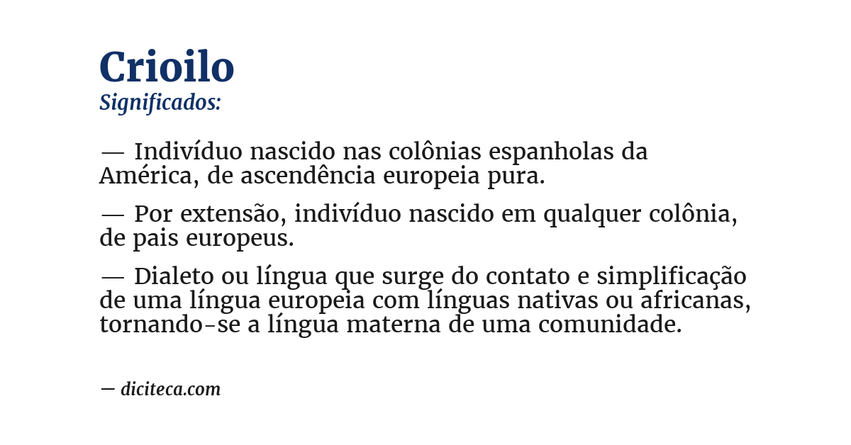 Significado de crioilo