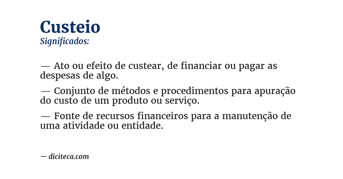 Significado de custeio