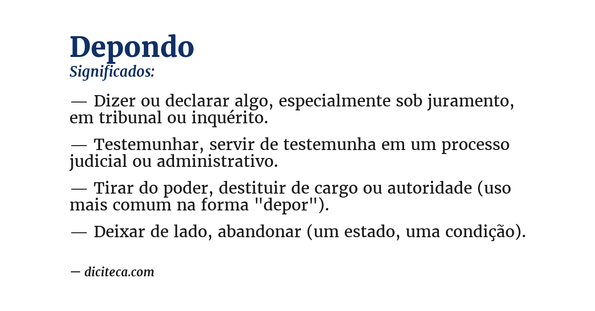 Significado de depondo