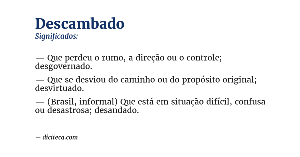Significado de descambado