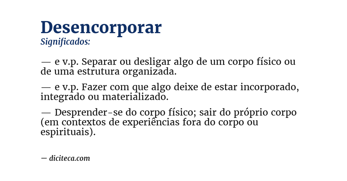 Significado de desencorporar