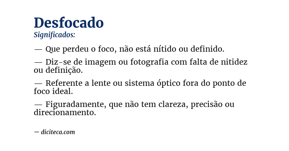 Significado de desfocado