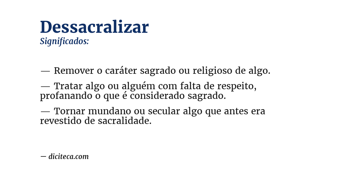 Significado de dessacralizar