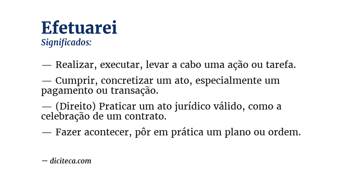 Significado de efetuarei