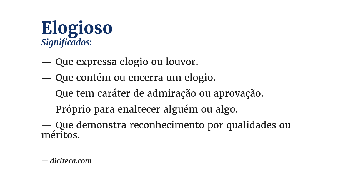 Significado de elogioso