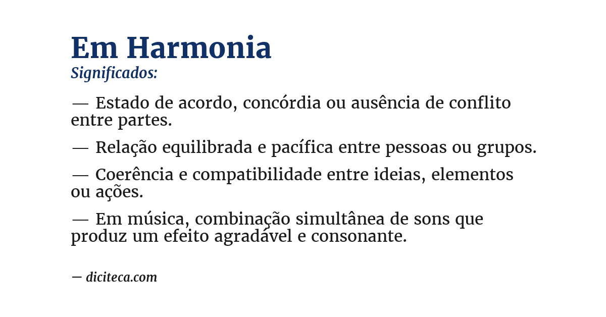 Significado de em harmonia