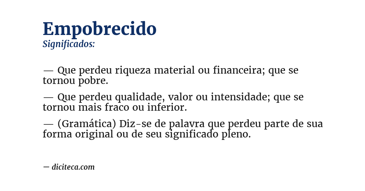 Significado de empobrecido