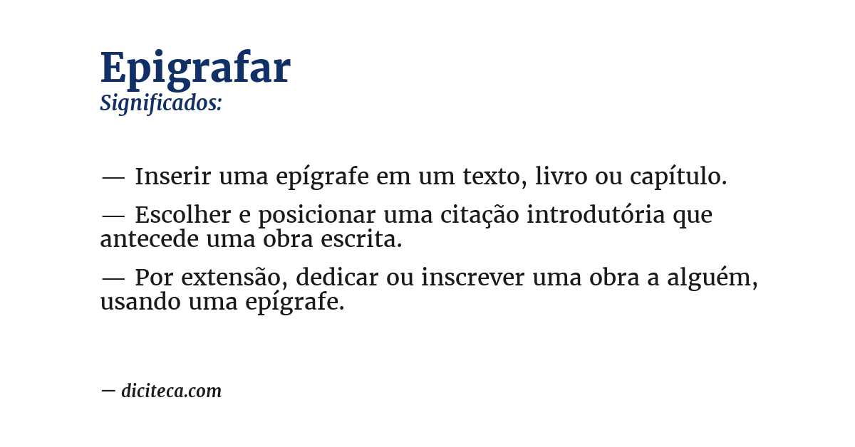 Significado de epigrafar