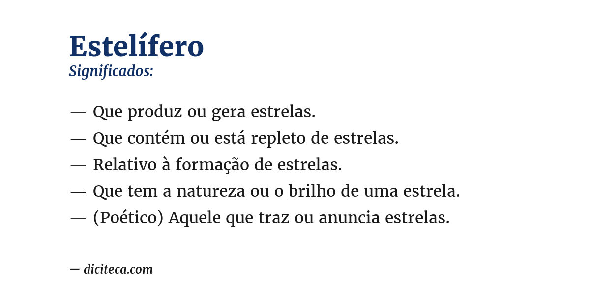 Significado de estelífero