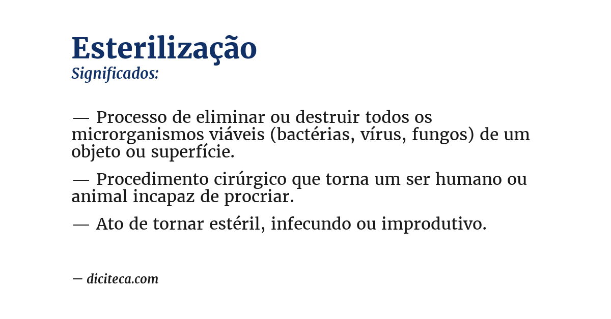 Significado de esterilização