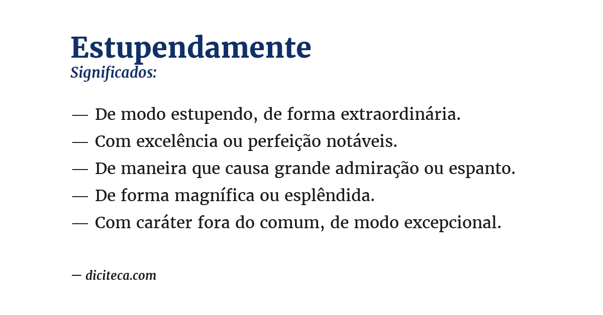 Significado de estupendamente