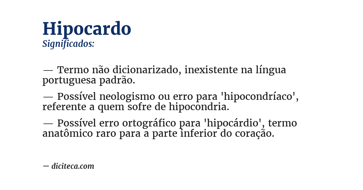 Significado de hipocardo