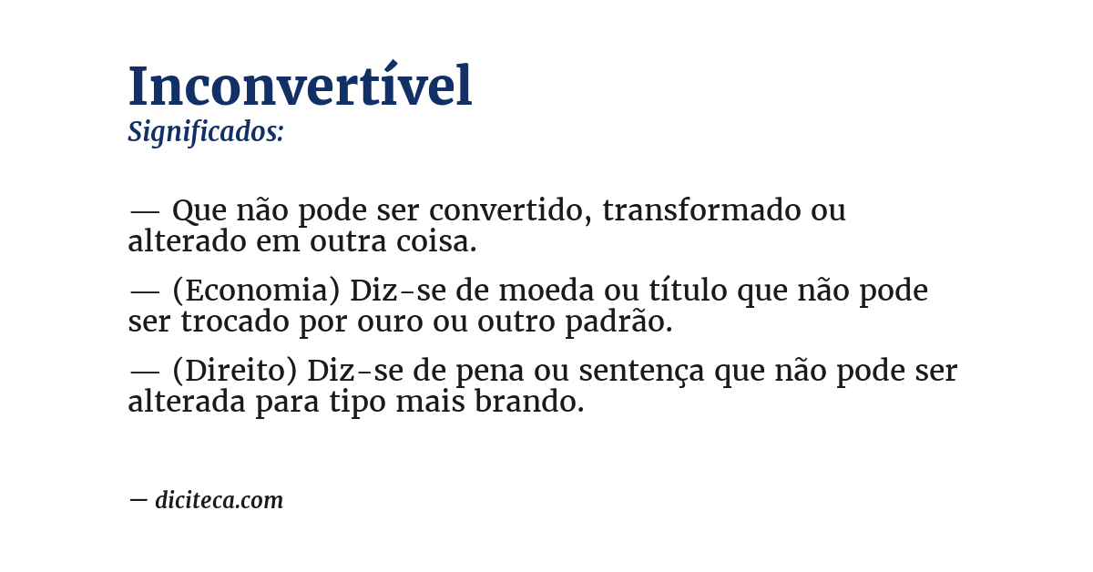 Significado de inconvertível